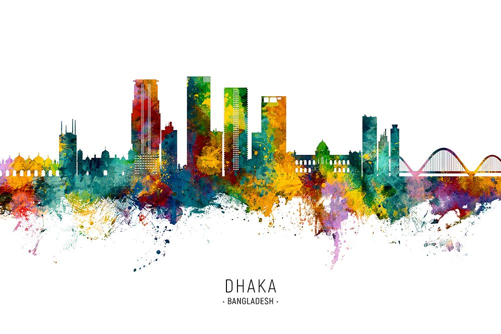 Dhaka Bangladesh Skyline art print by Michael Tompsett for $57.95 CAD