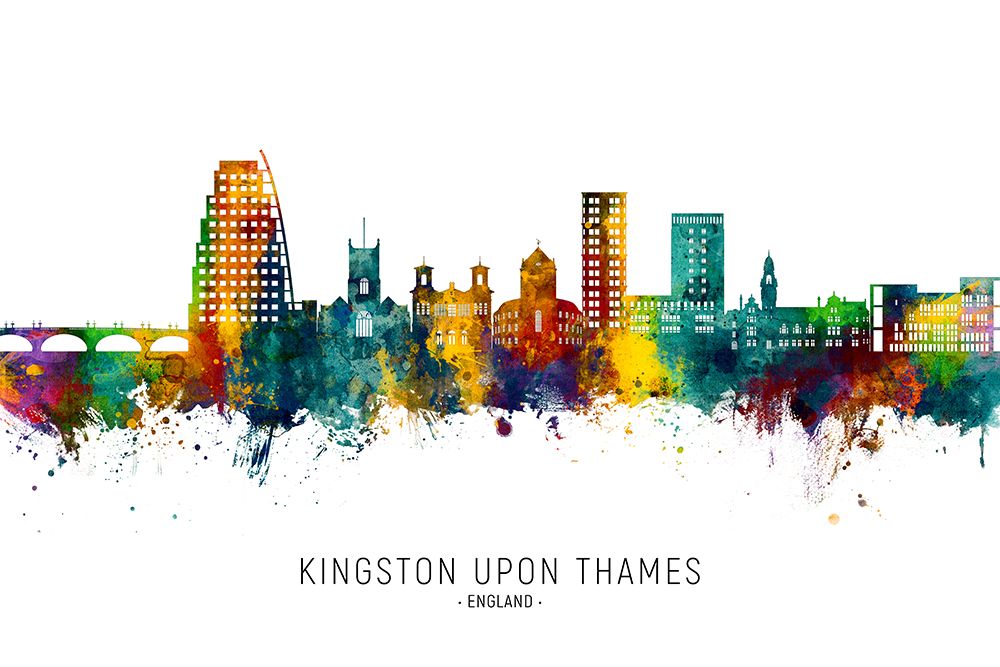 Kingston upon Thames England Skyline art print by Michael Tompsett for $57.95 CAD