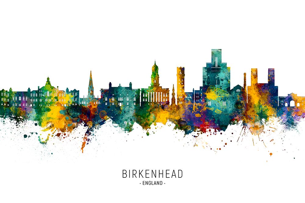 Birkenhead England Skyline art print by Michael Tompsett for $57.95 CAD