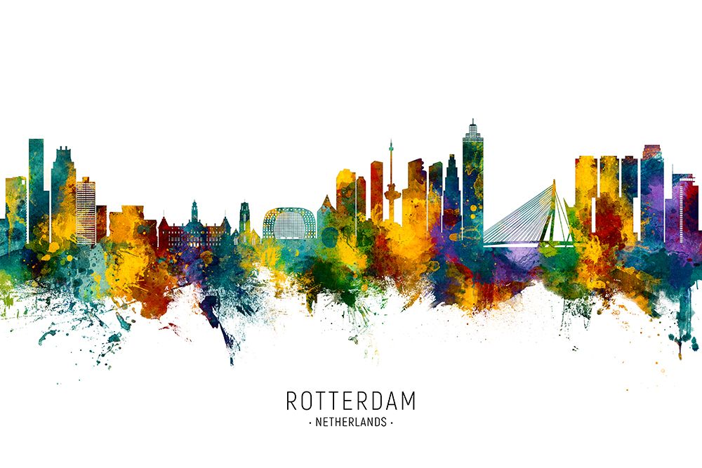 Rotterdam The Netherlands Skyline art print by Michael Tompsett for $57.95 CAD