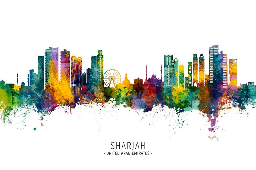 Sharjah Skyline art print by Michael Tompsett for $57.95 CAD