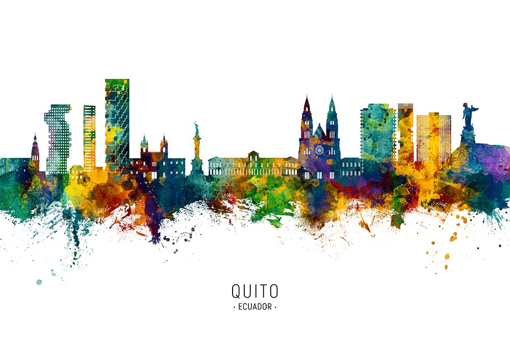 Quito Ecuador Skyline art print by Michael Tompsett for $57.95 CAD