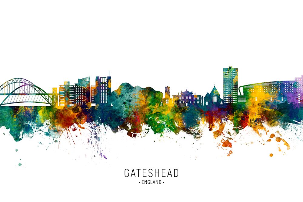 Gateshead England Skyline art print by Michael Tompsett for $57.95 CAD