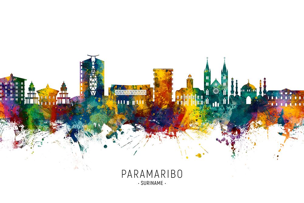 Paramaribo Suriname Skyline art print by Michael Tompsett for $57.95 CAD