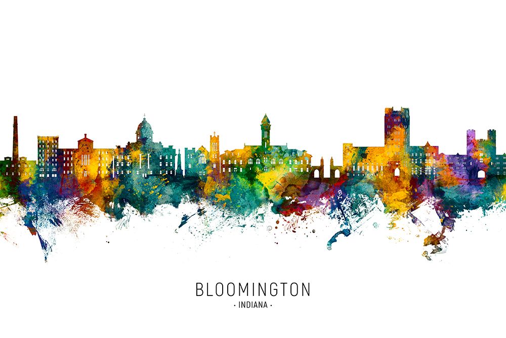 Bloomington Indiana Skyline art print by Michael Tompsett for $57.95 CAD