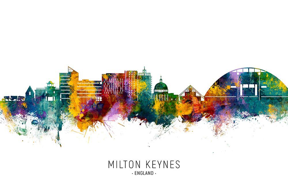 Milton Keynes England Skyline art print by Michael Tompsett for $57.95 CAD