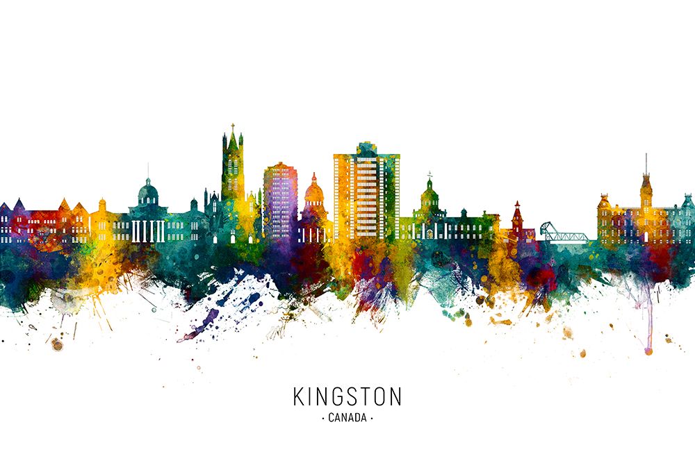 Kingston Canada Skyline art print by Michael Tompsett for $57.95 CAD