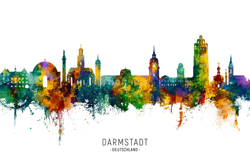 Darmstadt Germany Skyline art print by Michael Tompsett for $57.95 CAD