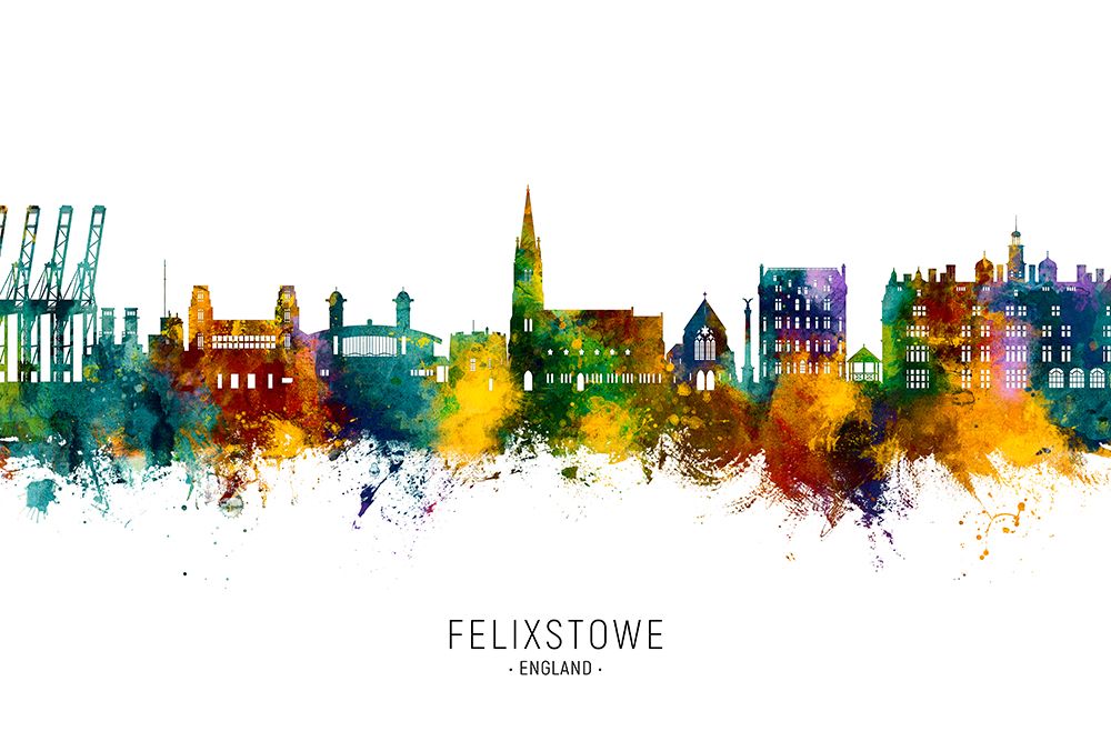 Felixstowe England Skyline art print by Michael Tompsett for $57.95 CAD