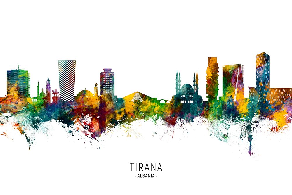 Tirana Albania Skyline art print by Michael Tompsett for $57.95 CAD