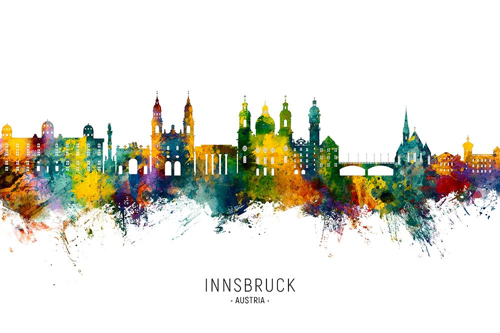 Innsbruck Austria Skyline art print by Michael Tompsett for $57.95 CAD