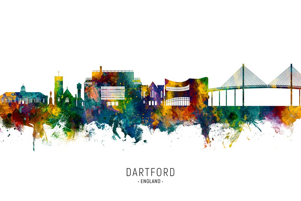Dartford England Skyline art print by Michael Tompsett for $57.95 CAD