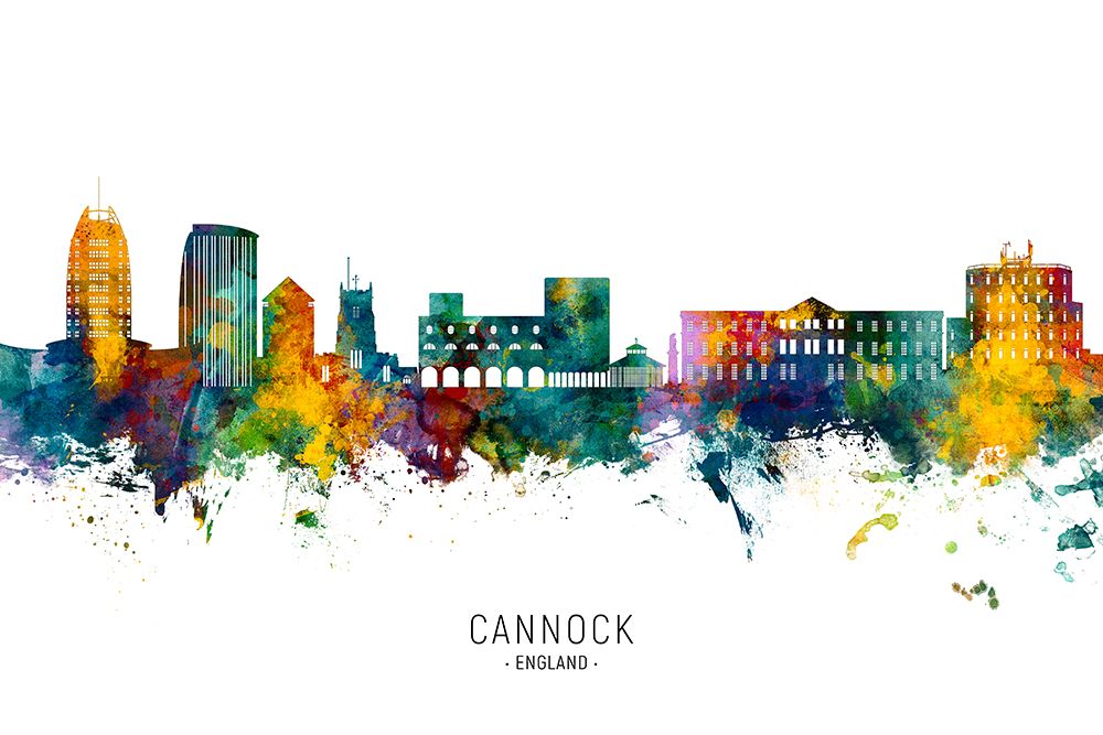 Cannock England Skyline art print by Michael Tompsett for $57.95 CAD