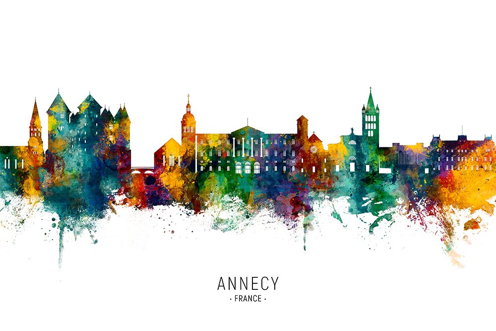 Annecy France Skyline art print by Michael Tompsett for $57.95 CAD