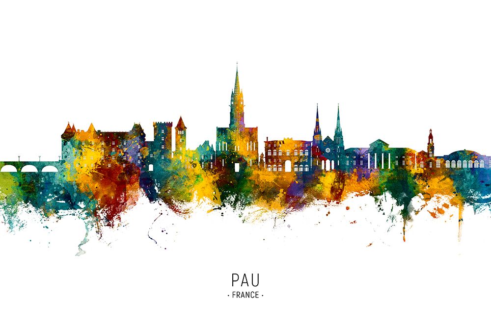 Pau France Skyline art print by Michael Tompsett for $57.95 CAD