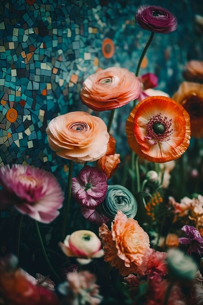 Flowers And Mosaic art print by Treechild for $57.95 CAD