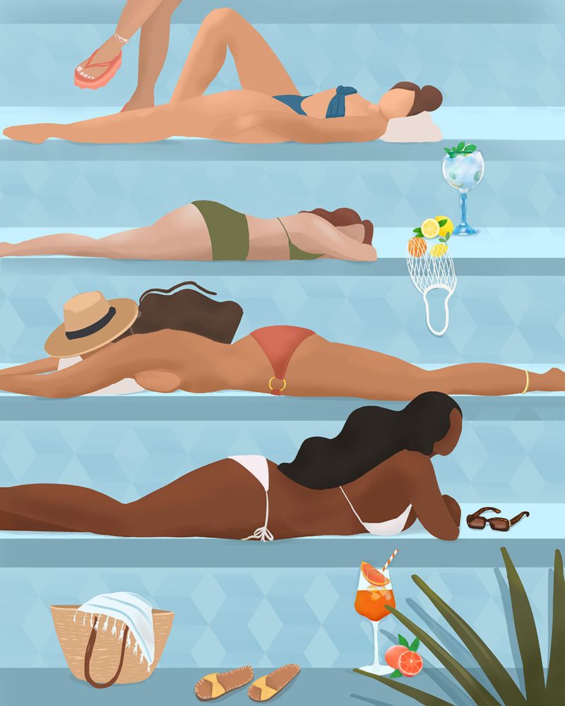 Ladies by the pool art print by Petra Lizde for $57.95 CAD