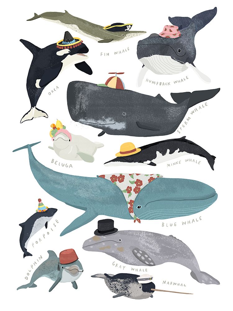 Whales In Hats art print by Hanna Melin for $57.95 CAD