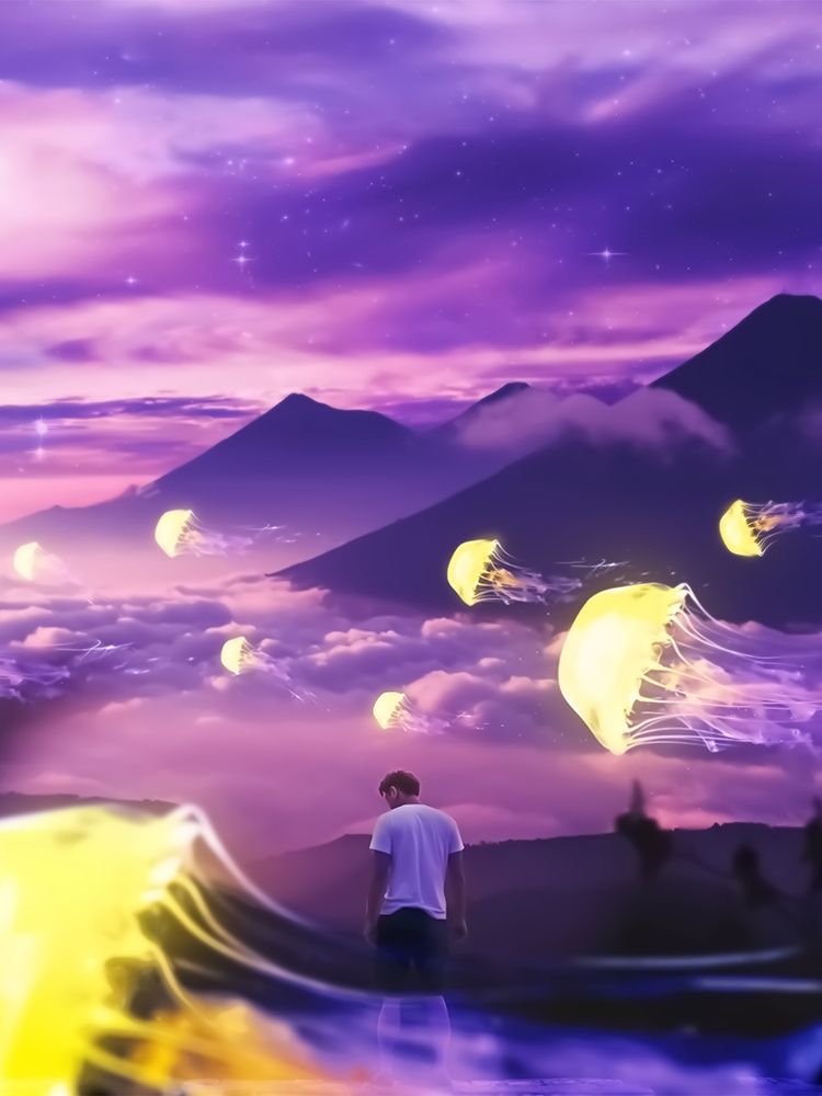 Jellyfish Mountain art print by Ritvik Takkar for $57.95 CAD