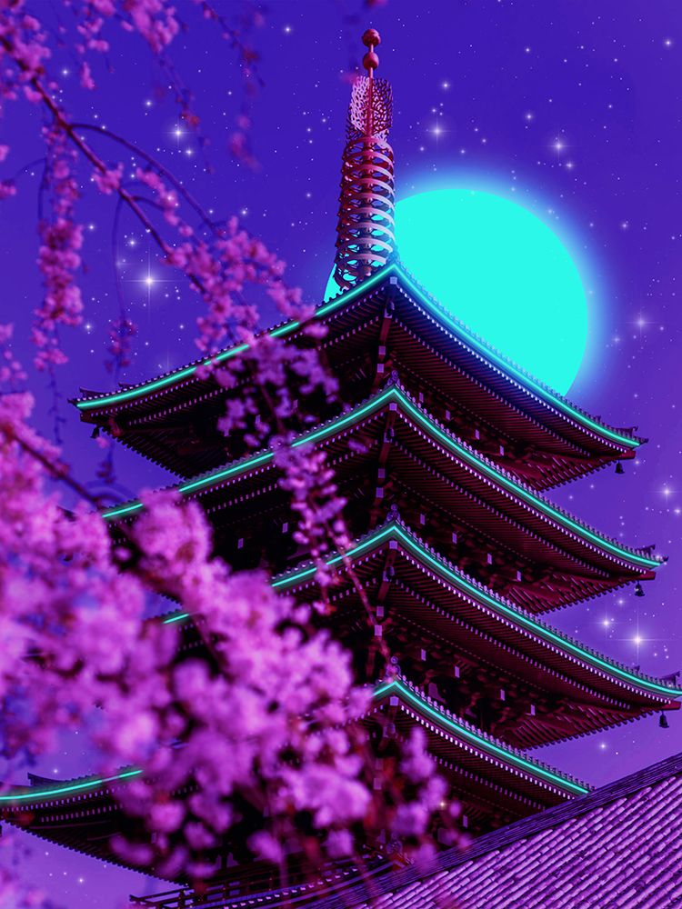 Neon Temple art print by Ritvik Takkar for $57.95 CAD