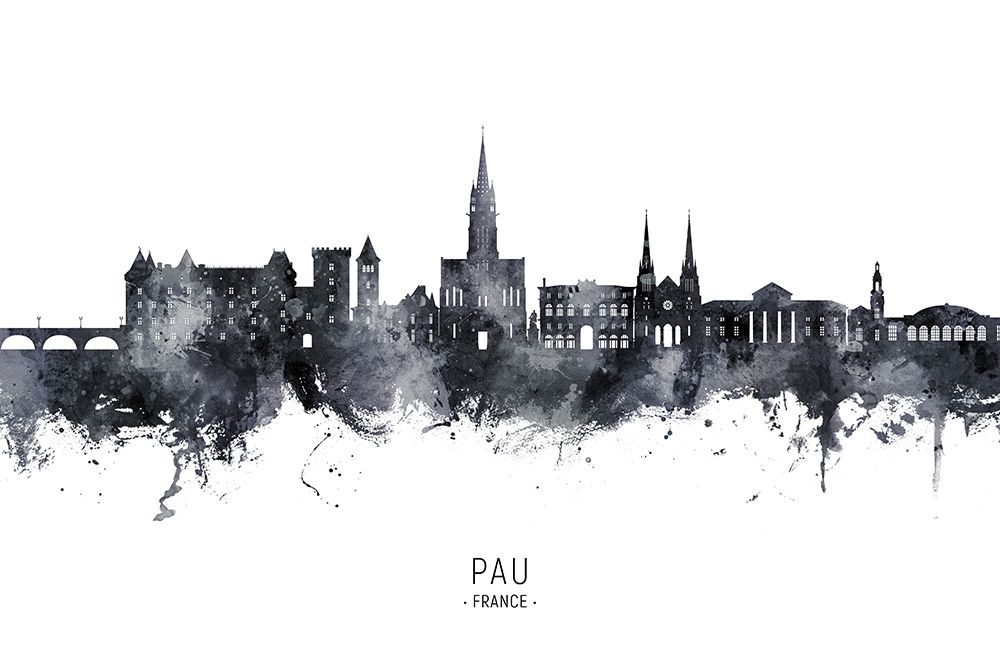 Pau France Skyline art print by Michael Tompsett for $57.95 CAD