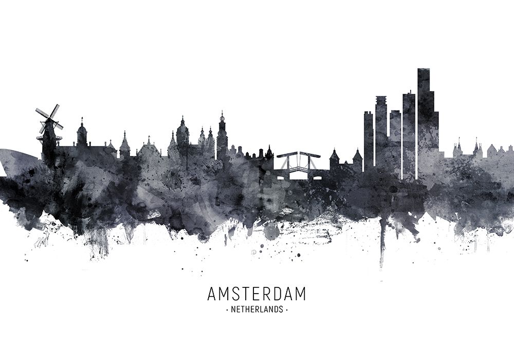Amsterdam The Netherlands Skyline art print by Michael Tompsett for $57.95 CAD