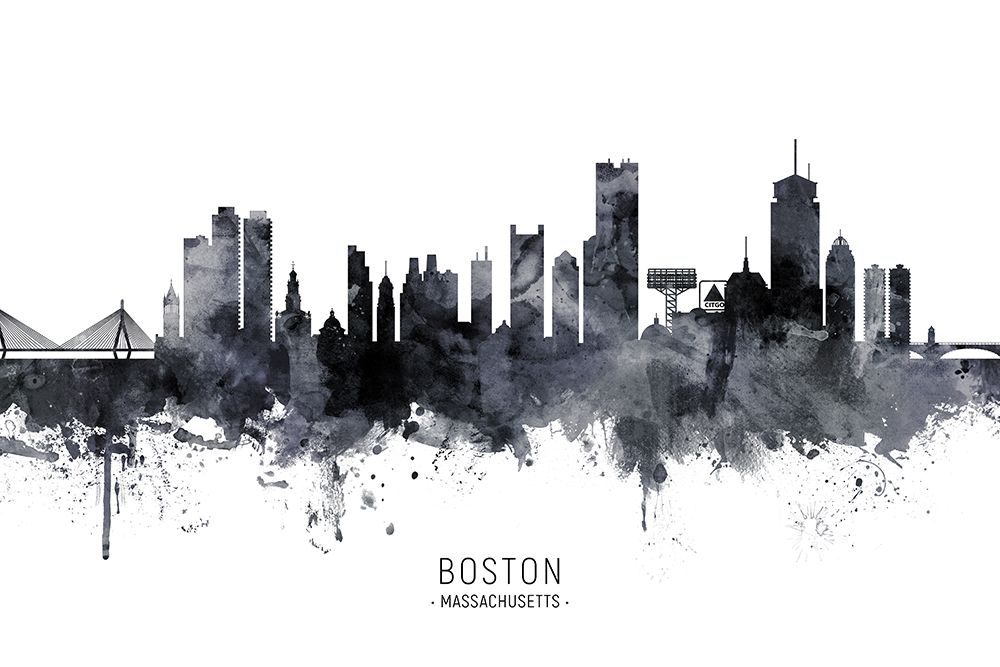 Boston Massachusetts Skyline art print by Michael Tompsett for $57.95 CAD