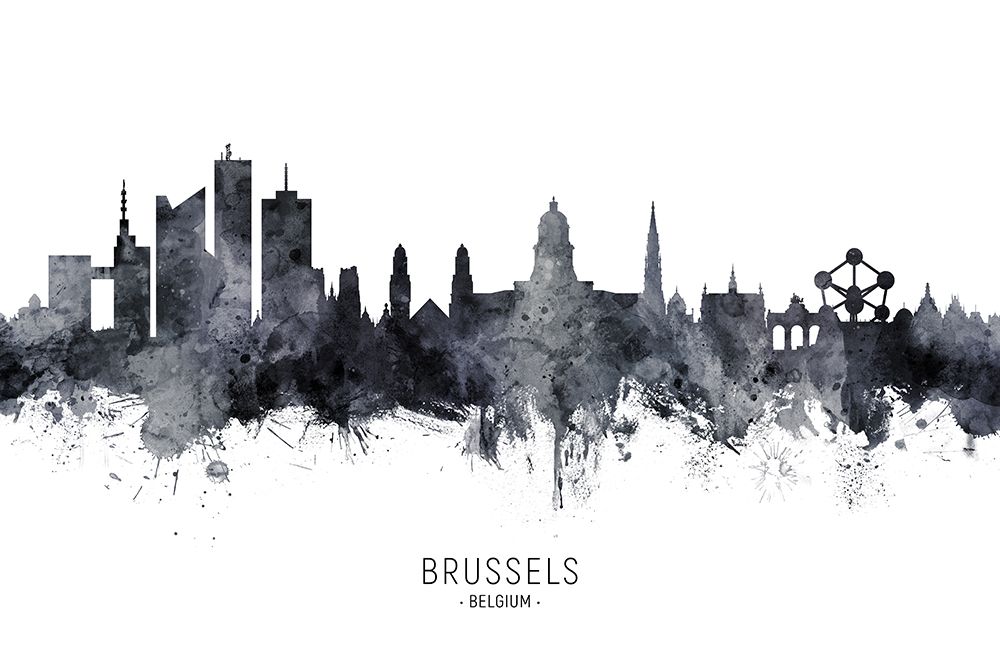 Brussels Belgium Skyline art print by Michael Tompsett for $57.95 CAD