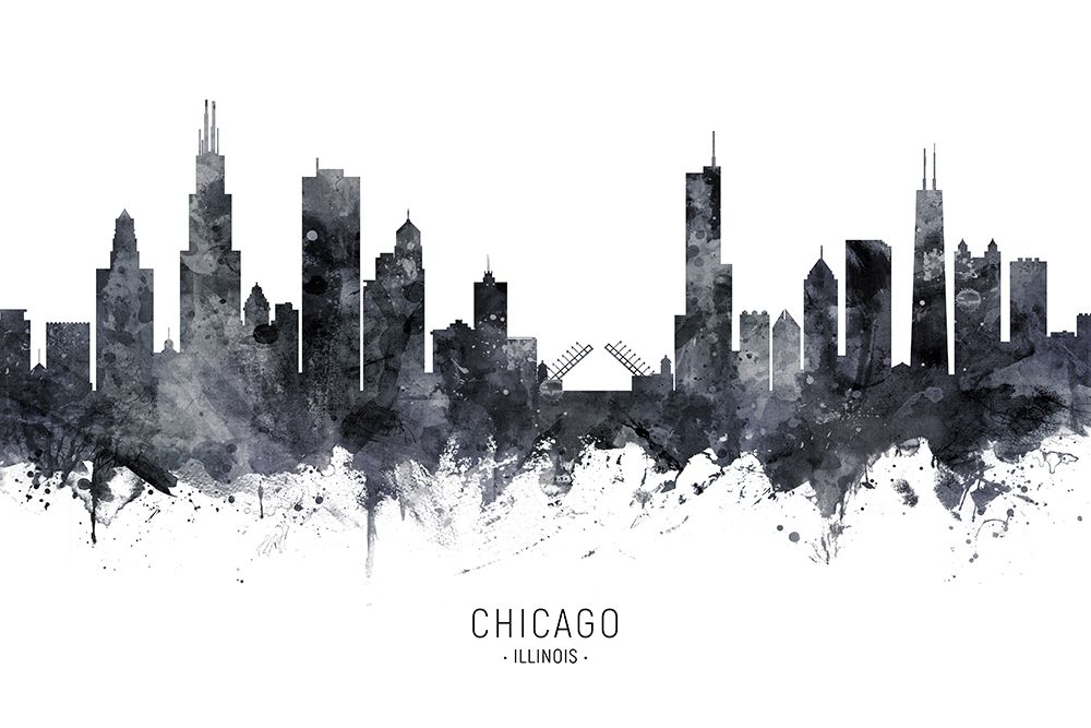 Chicago Illinois Skyline art print by Michael Tompsett for $57.95 CAD
