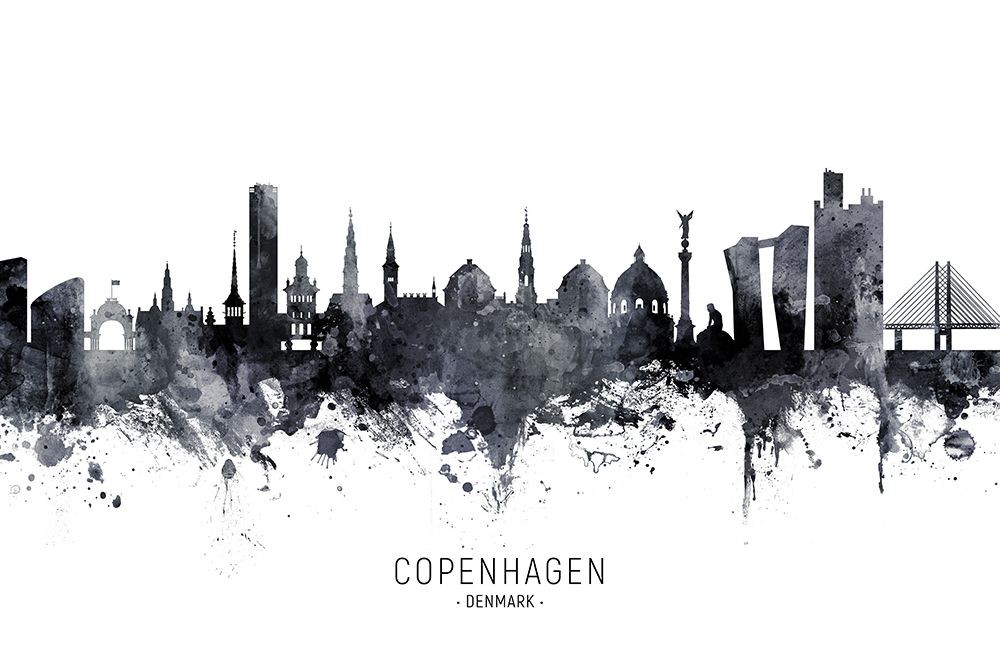 Copenhagen Denmark Skyline art print by Michael Tompsett for $57.95 CAD