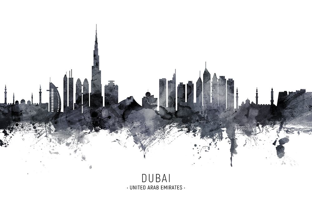 Dubai UAE Skyline art print by Michael Tompsett for $57.95 CAD