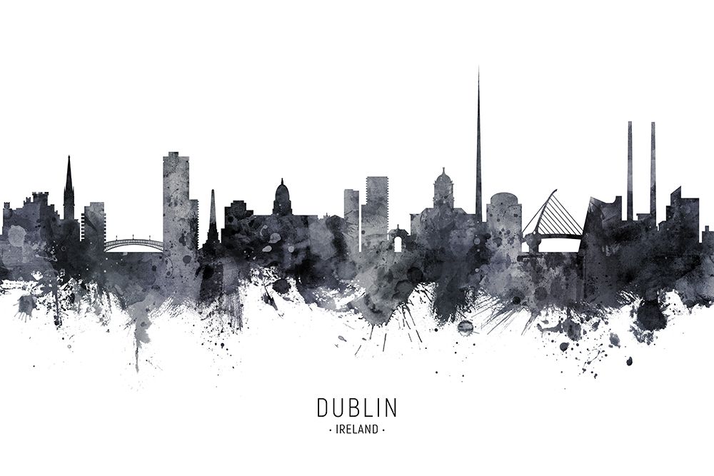 Dublin Ireland Skyline art print by Michael Tompsett for $57.95 CAD