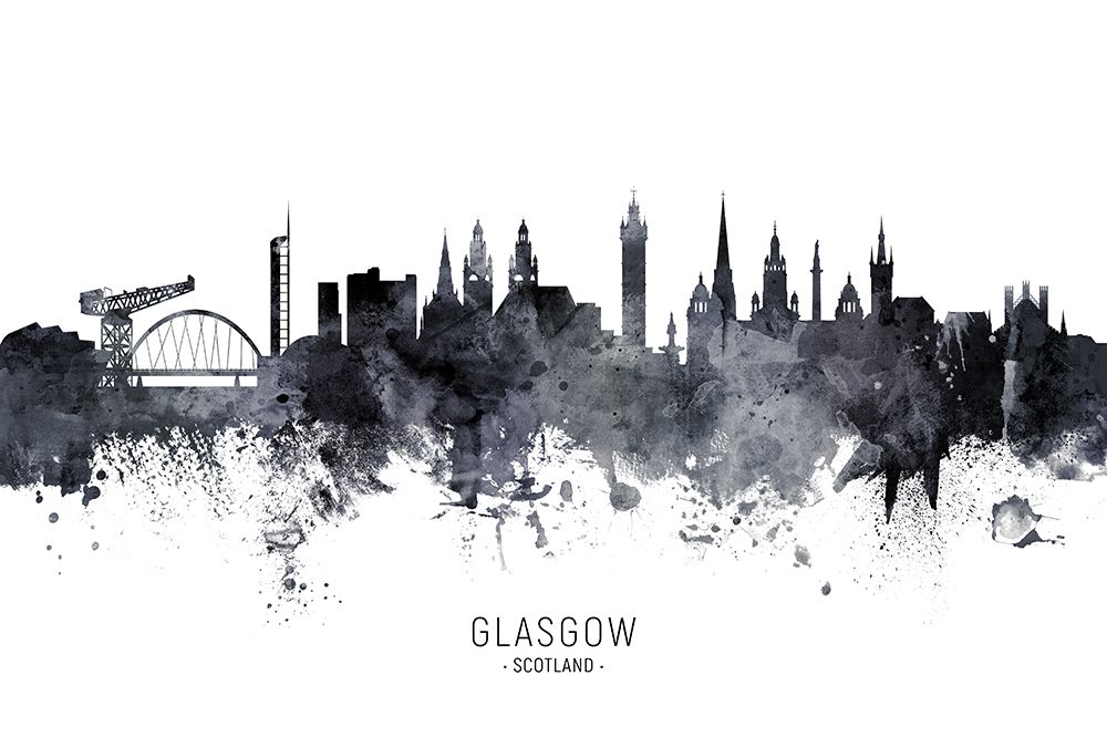 Glasgow Scotland Skyline art print by Michael Tompsett for $57.95 CAD