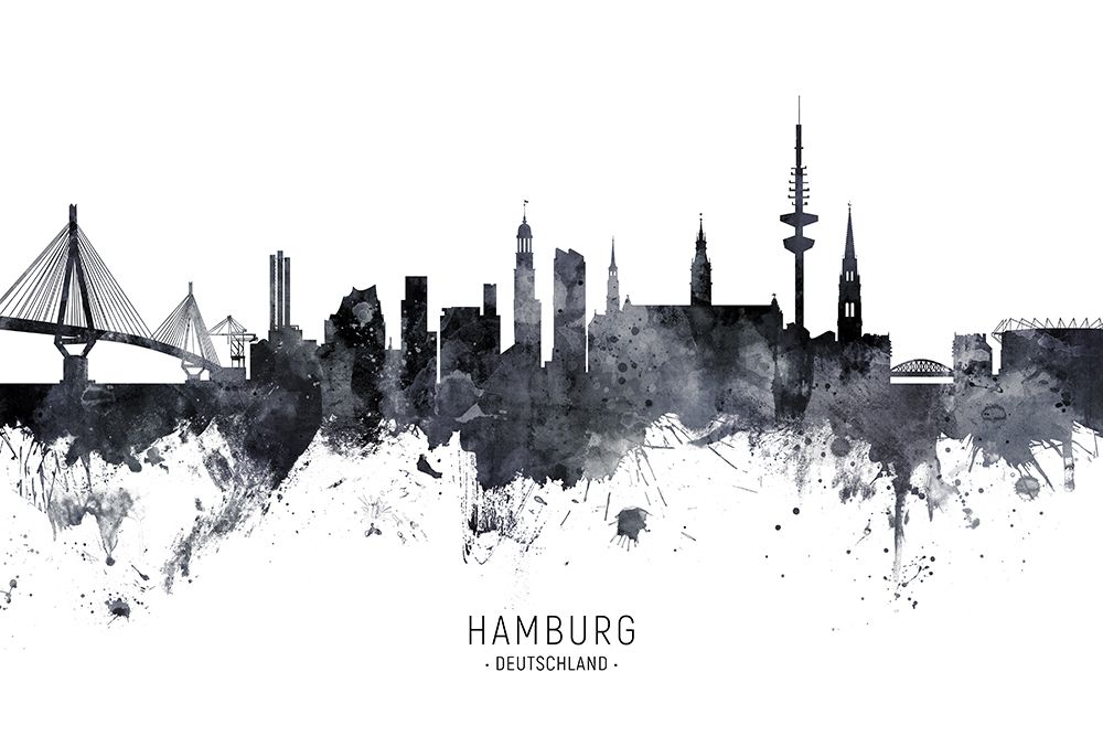 Hamburg Germany Skyline art print by Michael Tompsett for $57.95 CAD