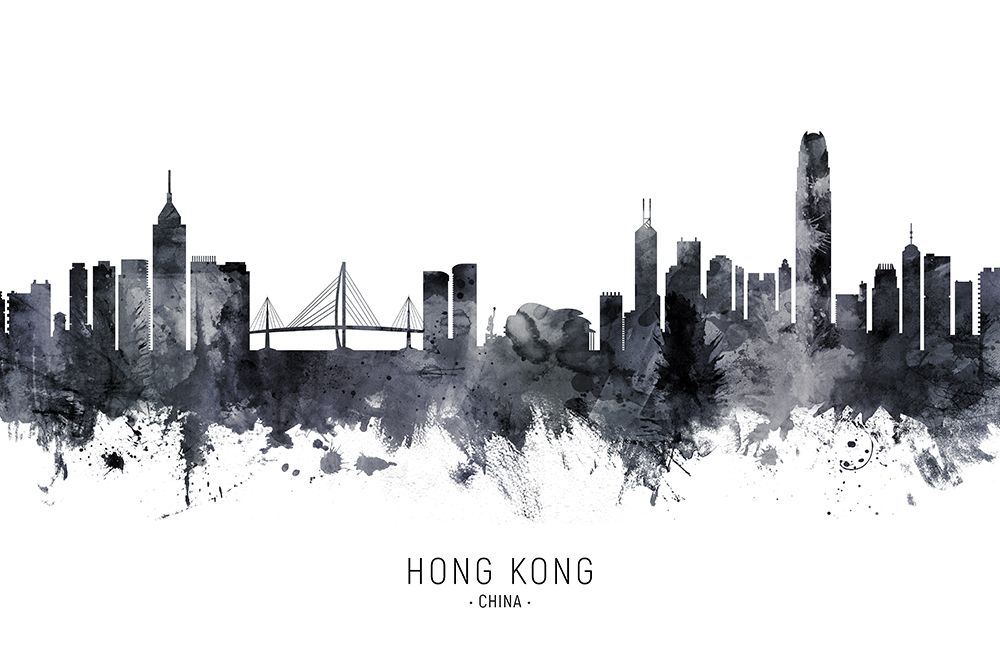 Hong Kong China Skyline art print by Michael Tompsett for $57.95 CAD