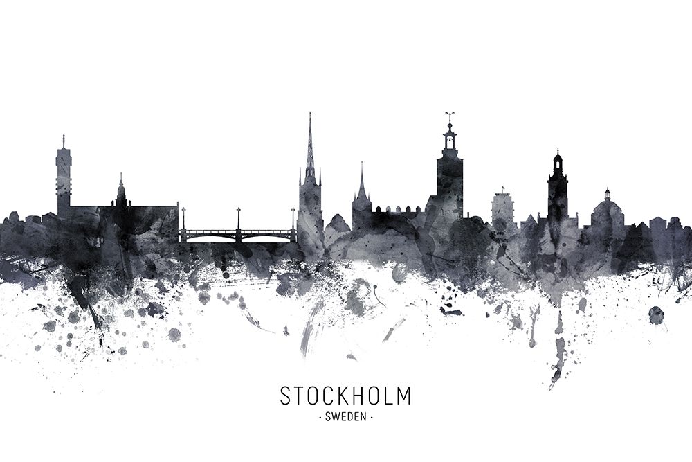 Stockholm Sweden Skyline art print by Michael Tompsett for $57.95 CAD