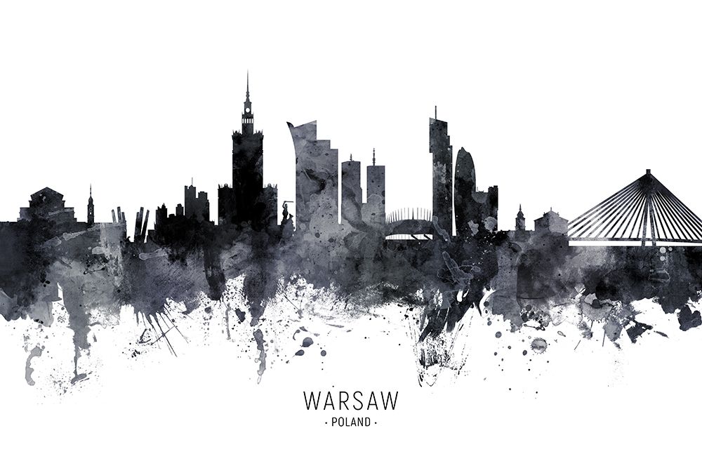 Warsaw Poland Skyline art print by Michael Tompsett for $57.95 CAD