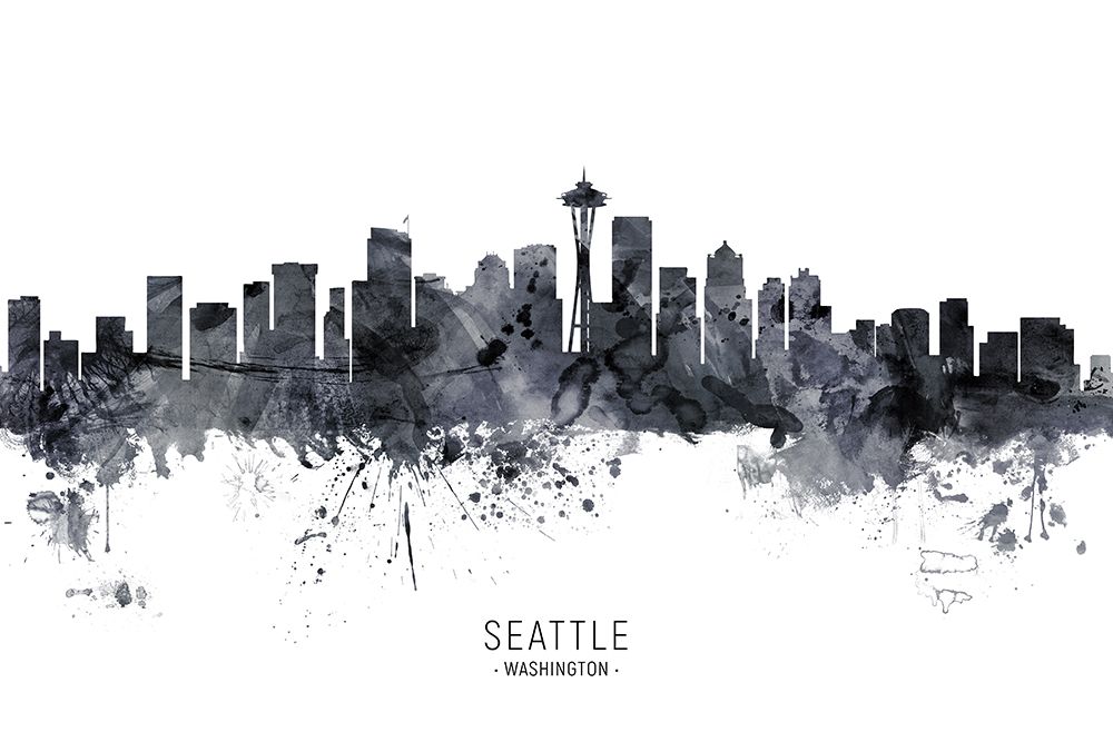 Seattle Washington Skyline art print by Michael Tompsett for $57.95 CAD