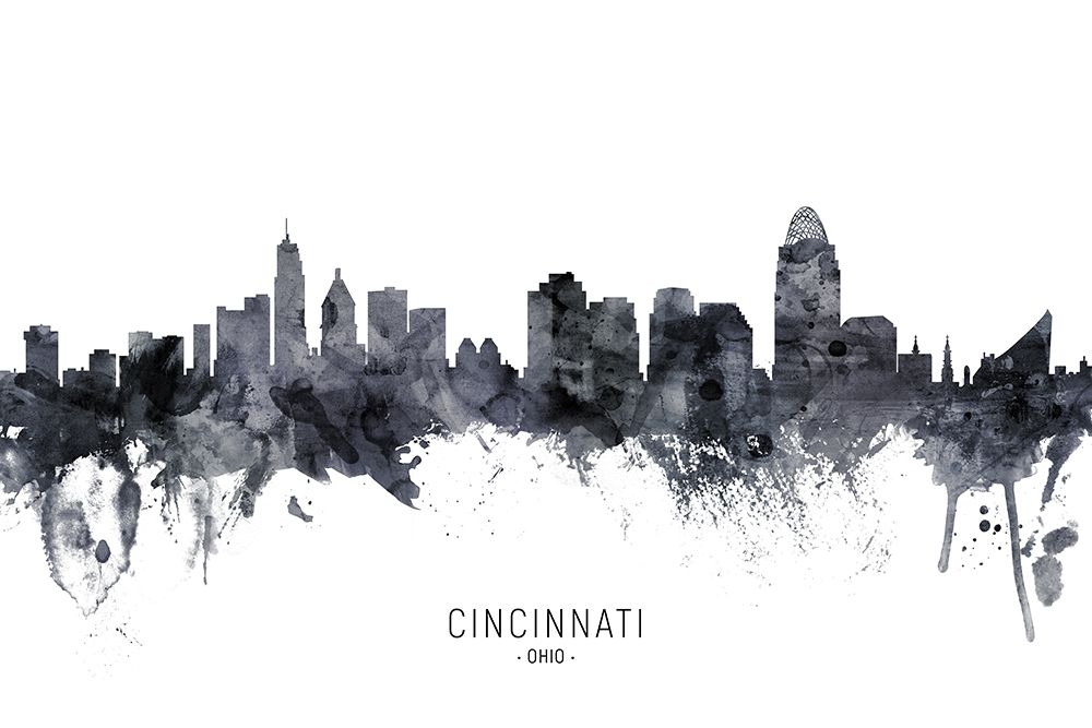 Cincinnati Ohio Skyline art print by Michael Tompsett for $57.95 CAD