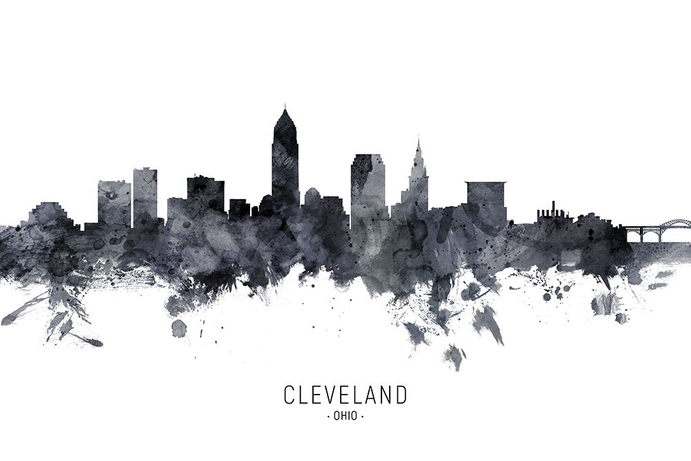 Cleveland Ohio Skyline art print by Michael Tompsett for $57.95 CAD