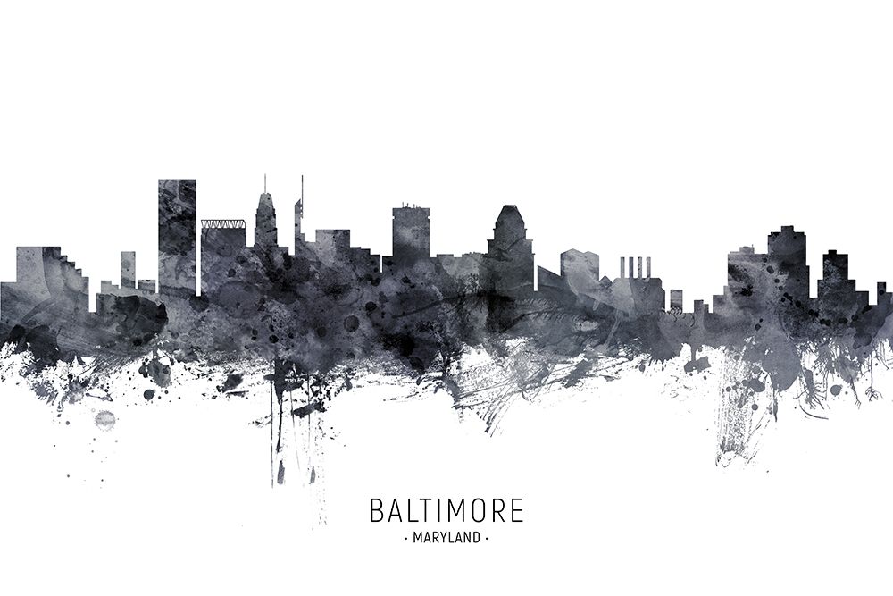 Baltimore Maryland Skyline art print by Michael Tompsett for $57.95 CAD