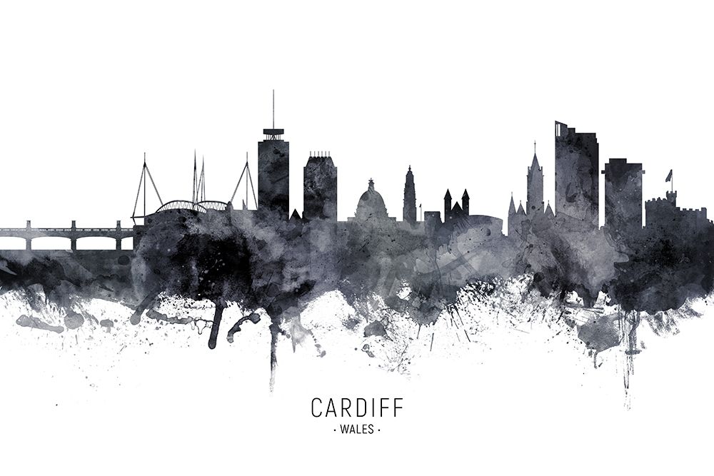 Cardiff Wales Skyline art print by Michael Tompsett for $57.95 CAD