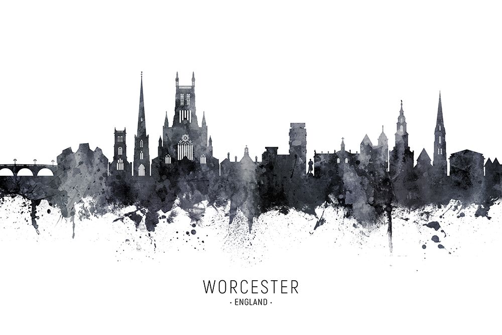 Worcester England Skyline art print by Michael Tompsett for $57.95 CAD
