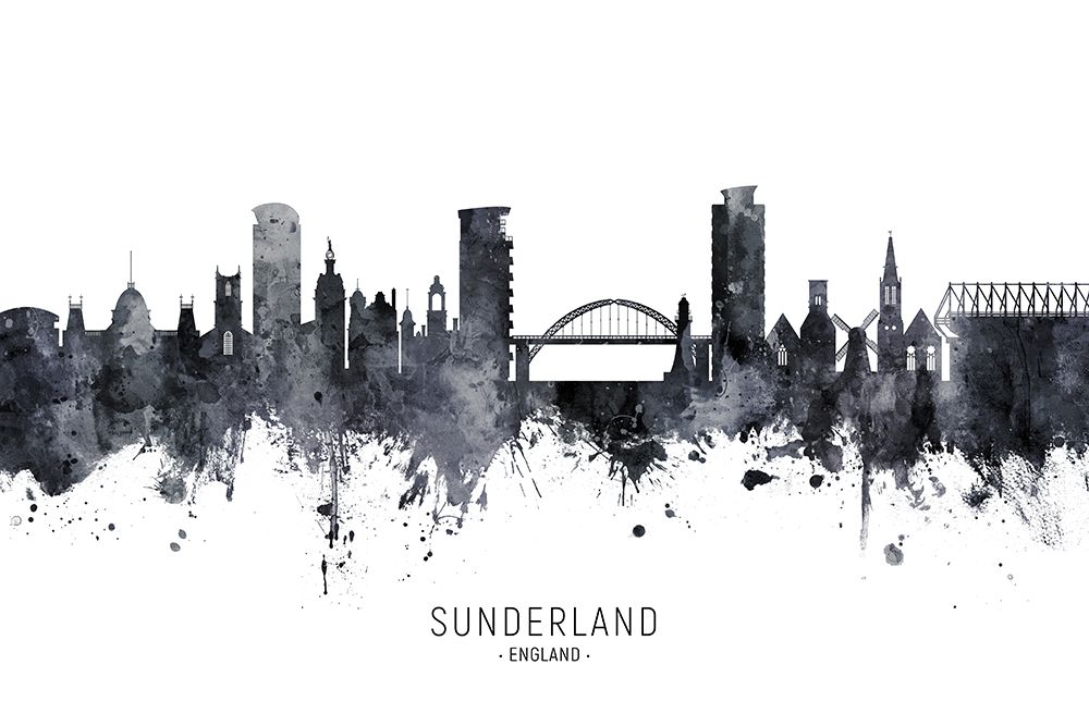 Sunderland England Skyline art print by Michael Tompsett for $57.95 CAD