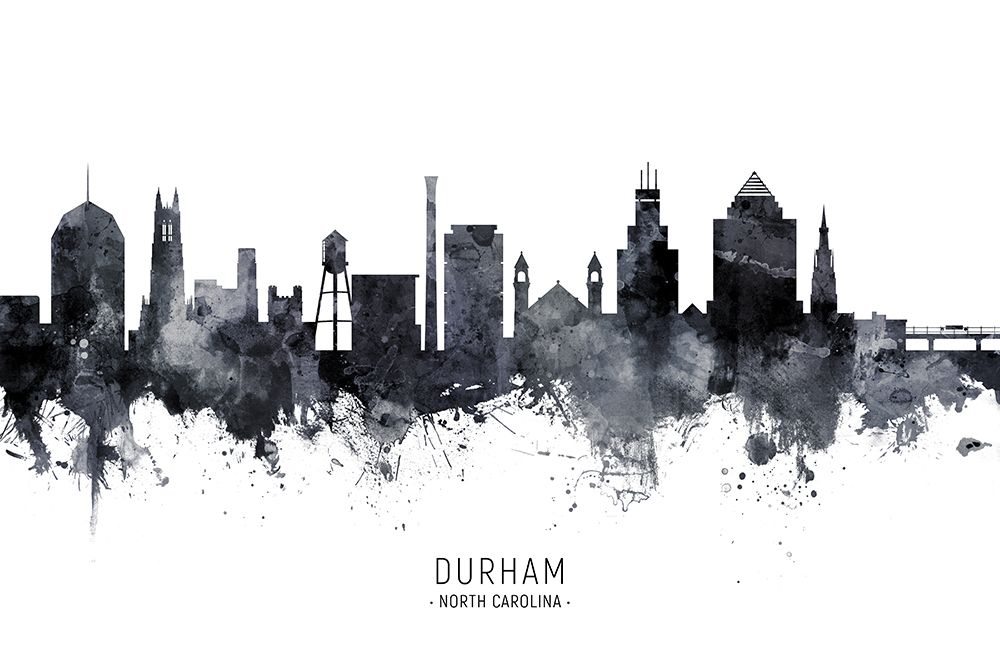 Durham North Carolina Skyline art print by Michael Tompsett for $57.95 CAD