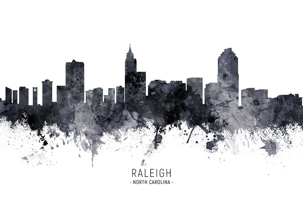 Raleigh North Carolina Skyline art print by Michael Tompsett for $57.95 CAD