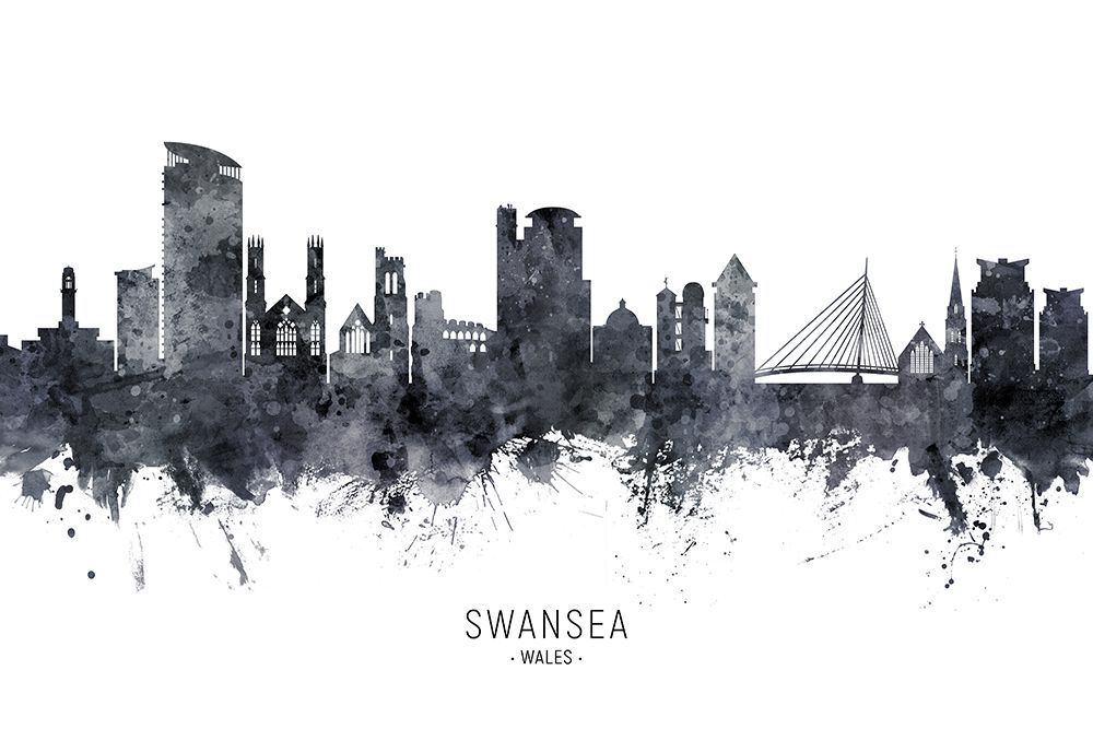 Swansea Wales Skyline art print by Michael Tompsett for $57.95 CAD