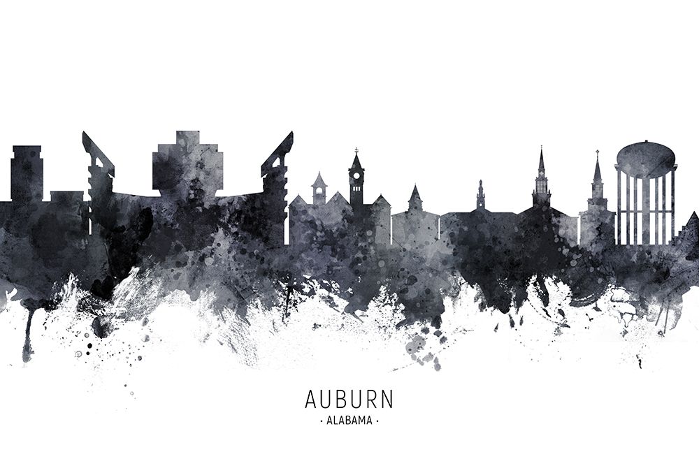 Auburn Alabama Skyline art print by Michael Tompsett for $57.95 CAD