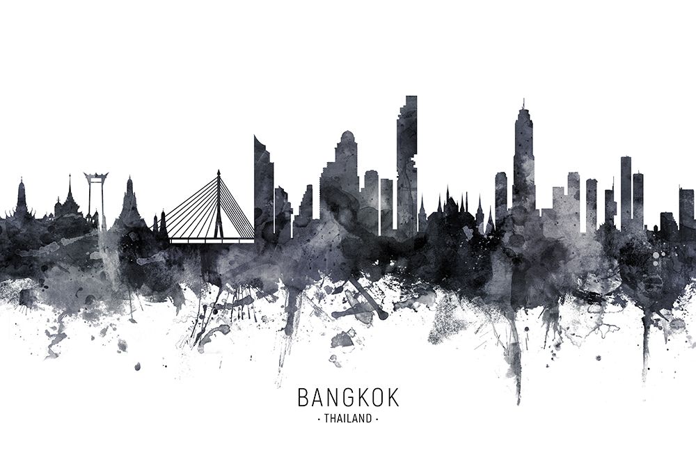 Bangkok Thailand Skyline art print by Michael Tompsett for $57.95 CAD