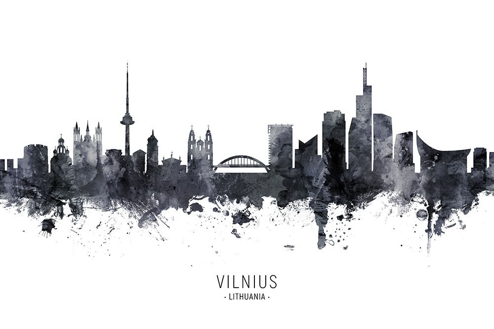 Vilnius Lithuania Skyline art print by Michael Tompsett for $57.95 CAD